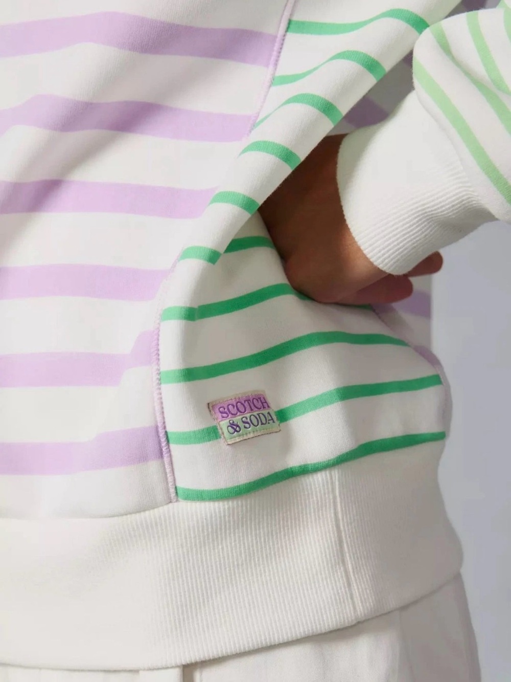 Scotch & Soda Women's Relaxed Half-Zip Sweatshirt In Stripe Size: XS - Picture 3 of 13
